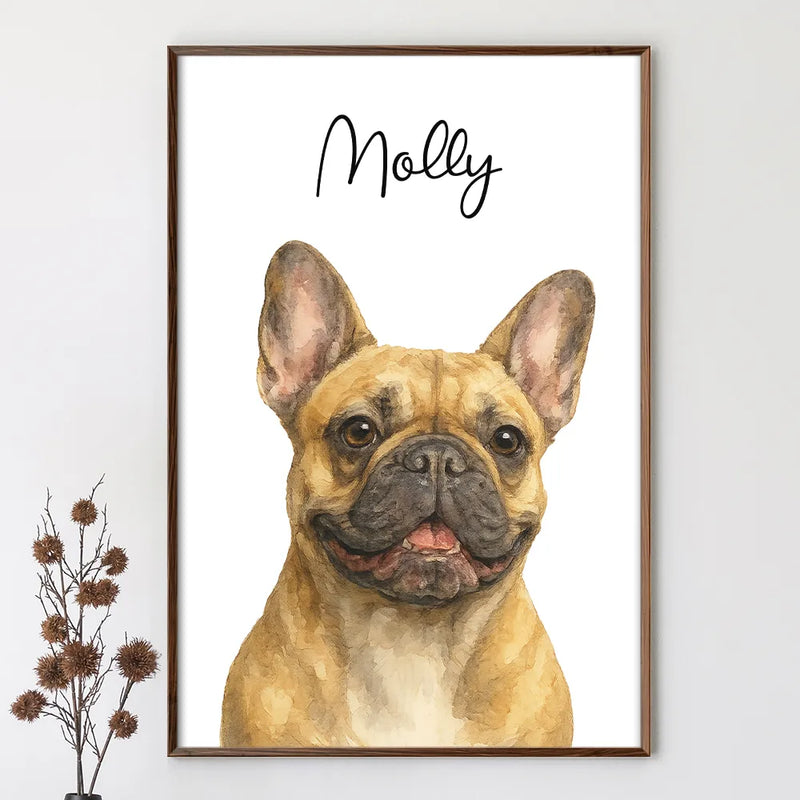 Pet Lovers, Dog Lovers, Cat Lovers, Love - Custom Photo Realistic Watercolor Art Dog Cat Pet - Personalized Poster
