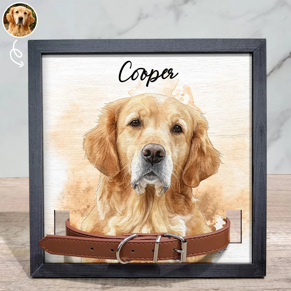 Top Market,Art Design,Sentimental,Pet Lovers,Memorial,Photo - Watercolor - Remove BG - Custom Photo Realistic Watercolor Art Dog Cat Portrait Memorial - Personalized Pet Loss Sign, Collar Frame