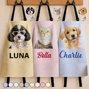 Art Design,Pet Lovers,Photo - Watercolor - Remove BG,Happy - Custom Photo Realistic Watercolor Art Dog Cat Slay Portrait Striped Pattern - Personalized Apron