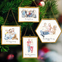 Art Design,Christmas,Family,Photo - Watercolor - Remove BG,Happy - Custom Photo Realistic Watercolor Art Family Parents Couple Pet - Personalized Metal Frame Ornament