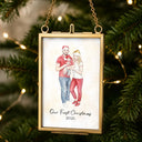 Art Design,Christmas,Family,Photo - Watercolor - Remove BG,Happy - Custom Photo Realistic Watercolor Art Family Parents Couple Pet - Personalized Metal Frame Ornament