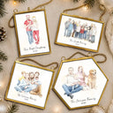 Art Design,Christmas,Family,Photo - Watercolor - Remove BG,Happy - Custom Photo Realistic Watercolor Art Family Parents Couple Pet - Personalized Metal Frame Ornament