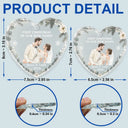 Art Design,Christmas,Married Couple,Romantic,Gift For Couples,Photo - Watercolor - Remove BG - Custom Photo Realistic Watercolor Art First Christmas Married Romantic Couple - Personalized Heart Shaped Glass Ornament