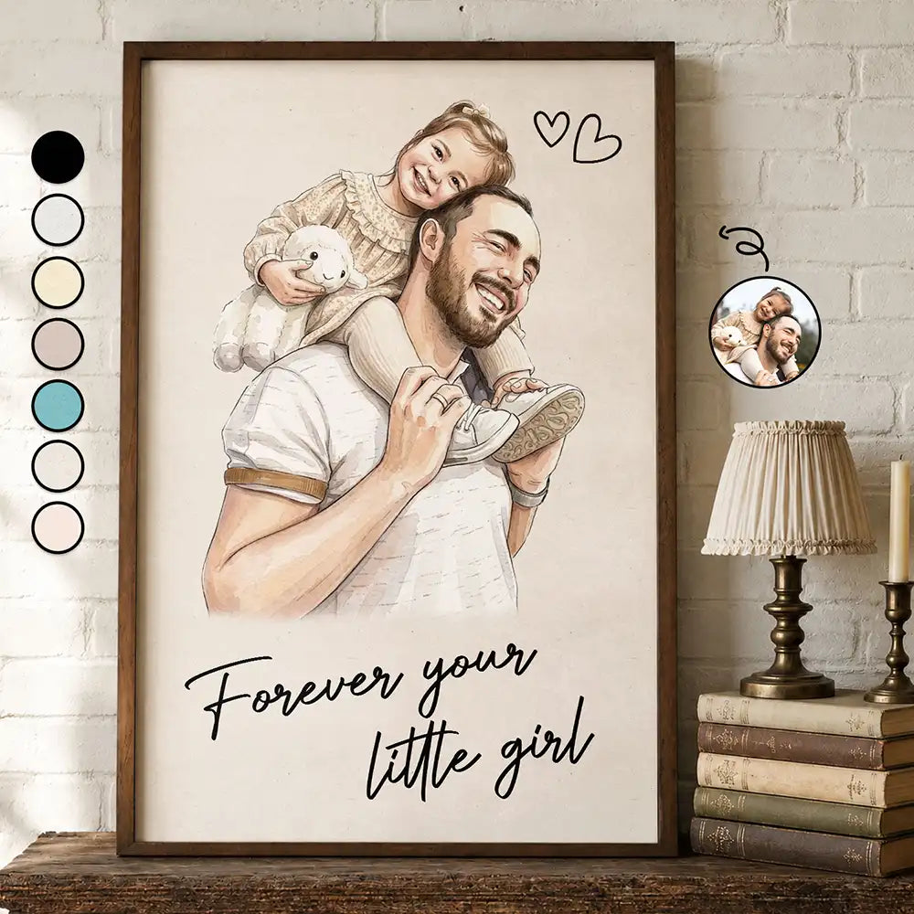 Custom Photo Realistic Watercolor Art Forever Your Little Girl - Personalized Poster