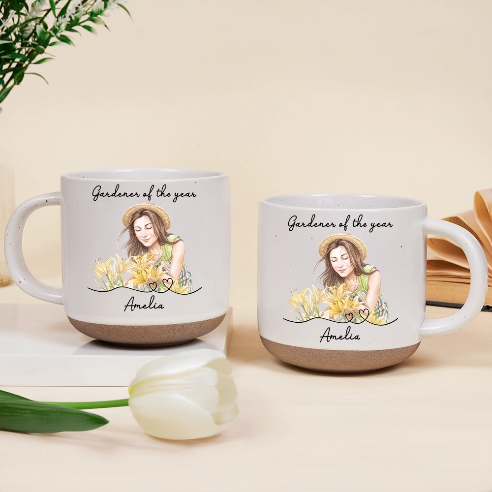 Top Market,Art Design,Gardening,Gift For Grandma,Photo - Watercolor - Remove BG,Happy - Custom Photo Realistic Watercolor Art Gardener Of The Year - Personalized Pottery Mug