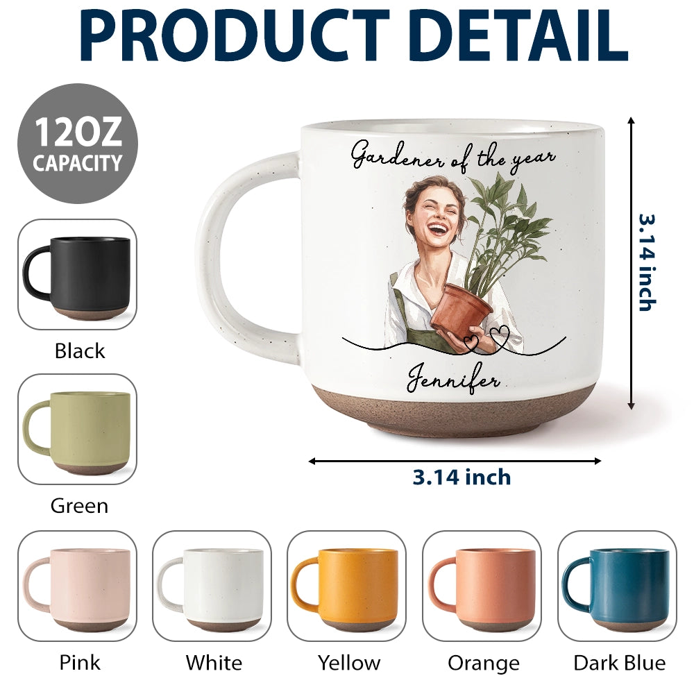 Top Market,Art Design,Gardening,Gift For Grandma,Photo - Watercolor - Remove BG,Happy - Custom Photo Realistic Watercolor Art Gardener Of The Year - Personalized Pottery Mug