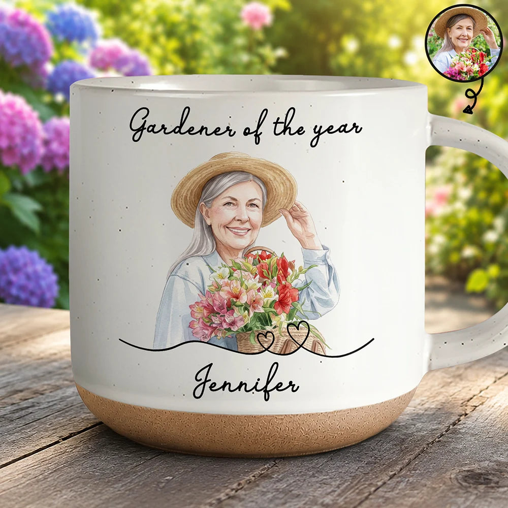 Top Market,Art Design,Gardening,Gift For Grandma,Photo - Watercolor - Remove BG,Happy - Custom Photo Realistic Watercolor Art Gardener Of The Year - Personalized Pottery Mug