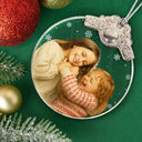 Happy,Christmas,Family,Gift For Kids,Gift For Grandkids,Gift For Grandparents,Parents - Custom Photo Realistic Watercolor Art Happy Kid - Personalized Glass Ornament With Silver Cap