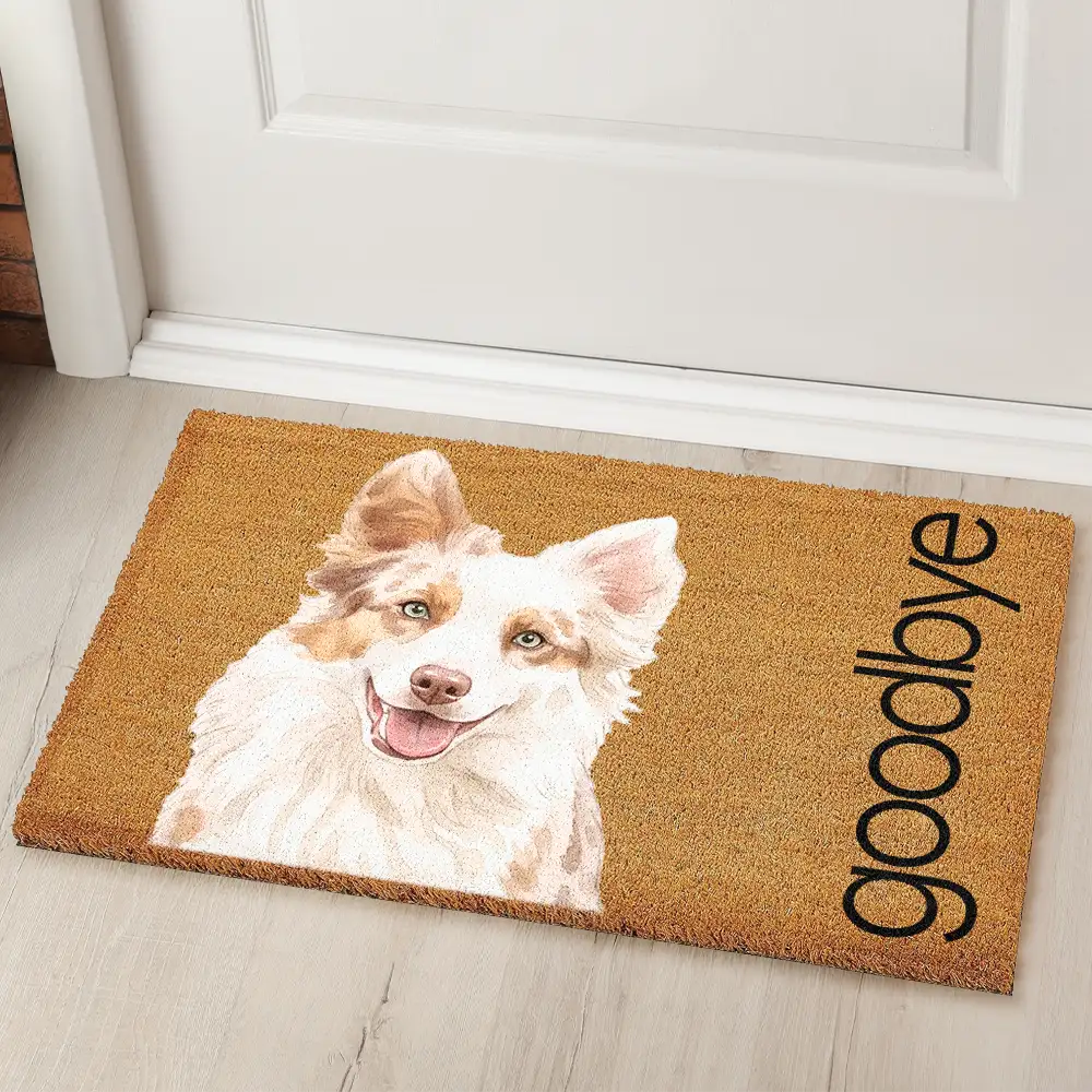 Art Design,Pet Lovers,Photo - Watercolor - Remove BG,Happy - Custom Photo Realistic Watercolor Art Hello Welcome Lovely Pet Portrait - Personalized Coconut Doormat