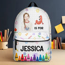 Adorable,Art Design,Back To School,Gift For Kids,Photo - Watercolor - Remove BG - Custom Photo Realistic Watercolor Art Kid With Colorful Crayons - Personalized Canvas Backpack
