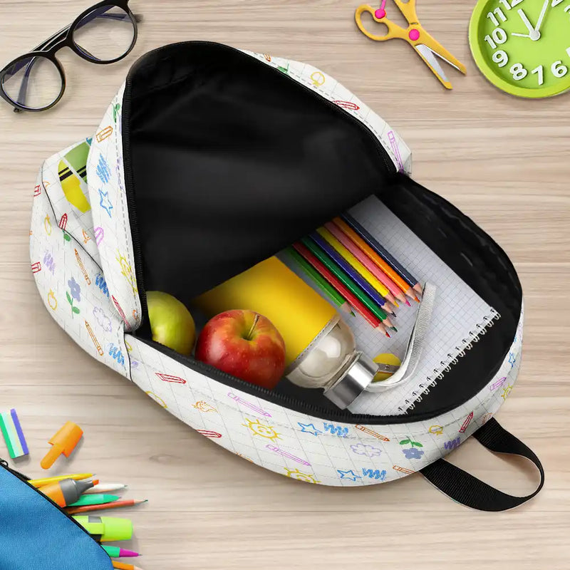 Adorable,Art Design,Back To School,Gift For Kids,Photo - Watercolor - Remove BG - Custom Photo Realistic Watercolor Art Kid With Colorful Crayons - Personalized Canvas Backpack