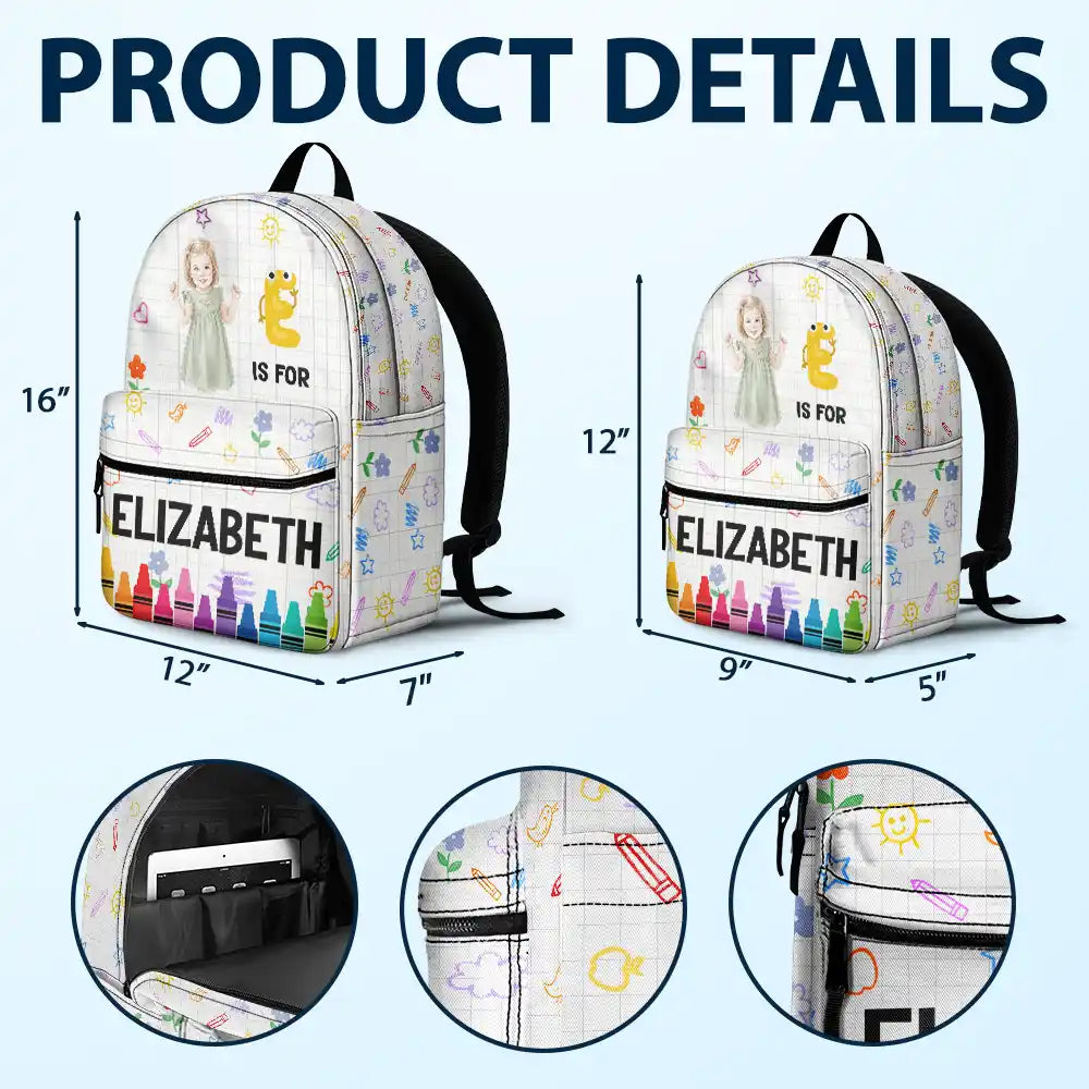 Adorable,Art Design,Back To School,Gift For Kids,Photo - Watercolor - Remove BG - Custom Photo Realistic Watercolor Art Kid With Colorful Crayons - Personalized Canvas Backpack