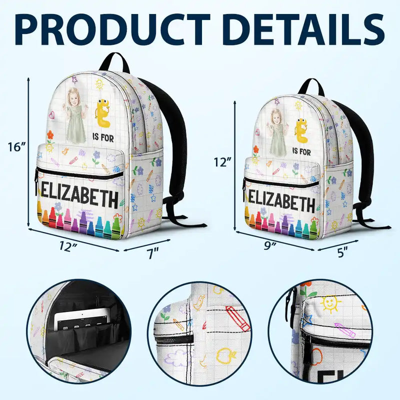 Adorable,Art Design,Back To School,Gift For Kids,Photo - Watercolor - Remove BG - Custom Photo Realistic Watercolor Art Kid With Colorful Crayons - Personalized Canvas Backpack