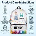 Adorable,Art Design,Back To School,Gift For Kids,Photo - Watercolor - Remove BG - Custom Photo Realistic Watercolor Art Kid With Colorful Crayons - Personalized Canvas Backpack