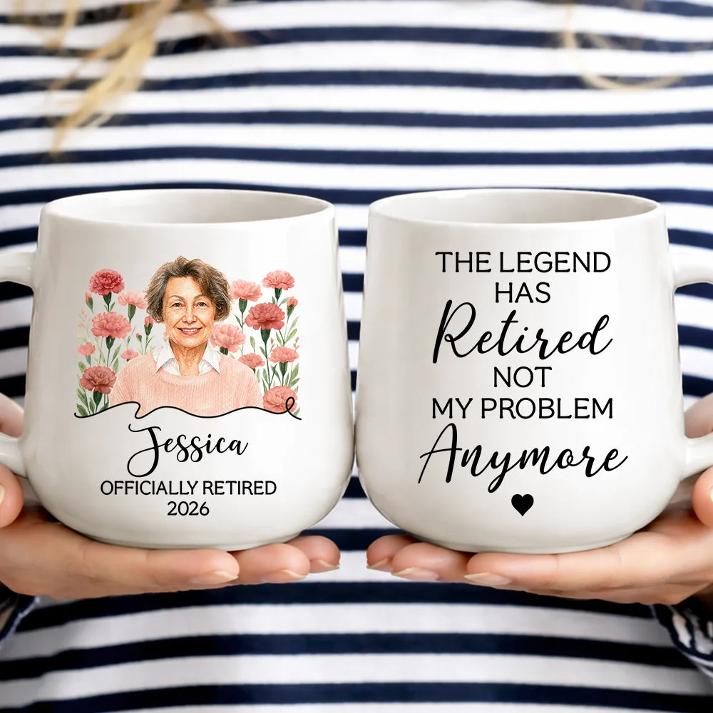 Art Design, Humorous, Gift For Yourself, Retirement, Photo - Watercolor - Remove BG - Custom Photo Realistic Watercolor Art Officially Retired Retirement - Personalized Tapered Mug
