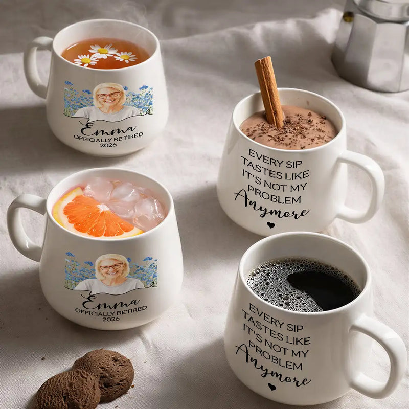 Art Design, Humorous, Gift For Yourself, Retirement, Photo - Watercolor - Remove BG - Custom Photo Realistic Watercolor Art Officially Retired Retirement - Personalized Tapered Mug