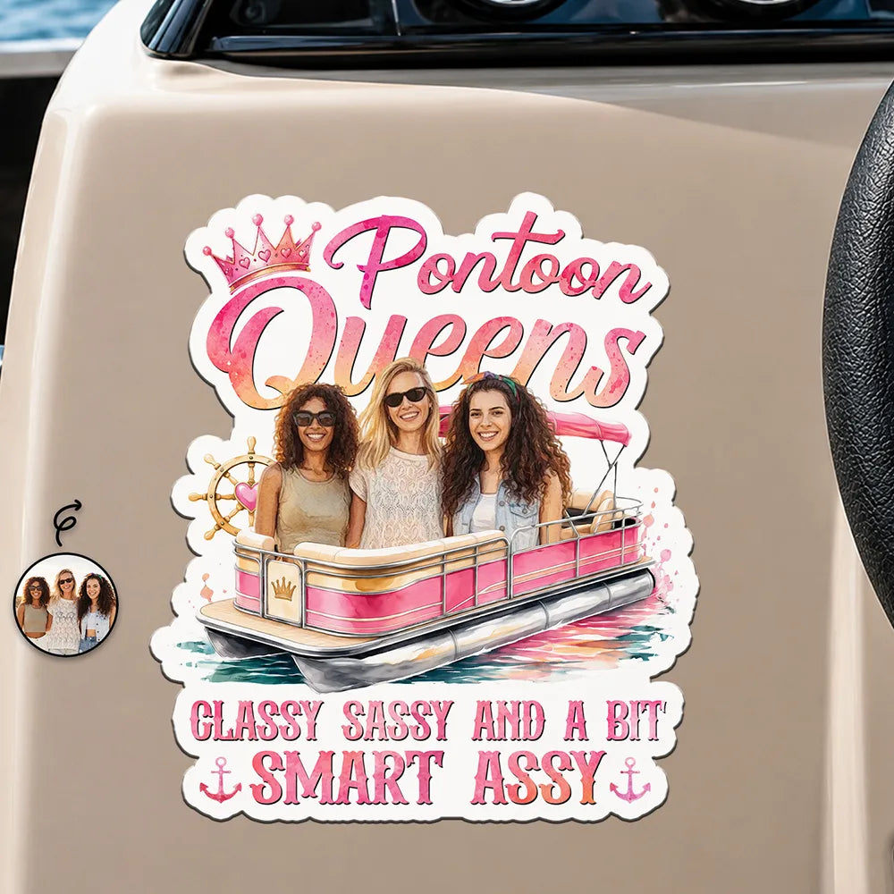 Art Design,Pontoon,Gift For Bestie,Playful,Summer,Photo - Watercolor - Remove BG - Custom Photo Realistic Watercolor Art Pontoon Queens Classy Sassy - Personalized Magnet