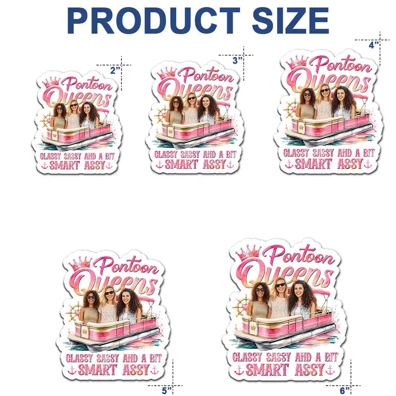 Art Design,Pontoon,Gift For Bestie,Playful,Summer,Photo - Watercolor - Remove BG - Custom Photo Realistic Watercolor Art Pontoon Queens Classy Sassy - Personalized Magnet