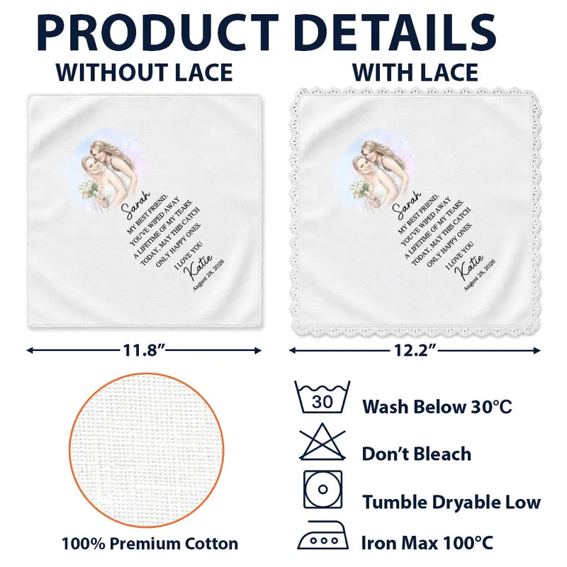 Art Design,Sentimental,Gift For Mother,Wedding,Photo - Watercolor - Remove BG - Custom Photo Realistic Watercolor Art Today A Bride Tomorrow A Wife - Personalized Handkerchief