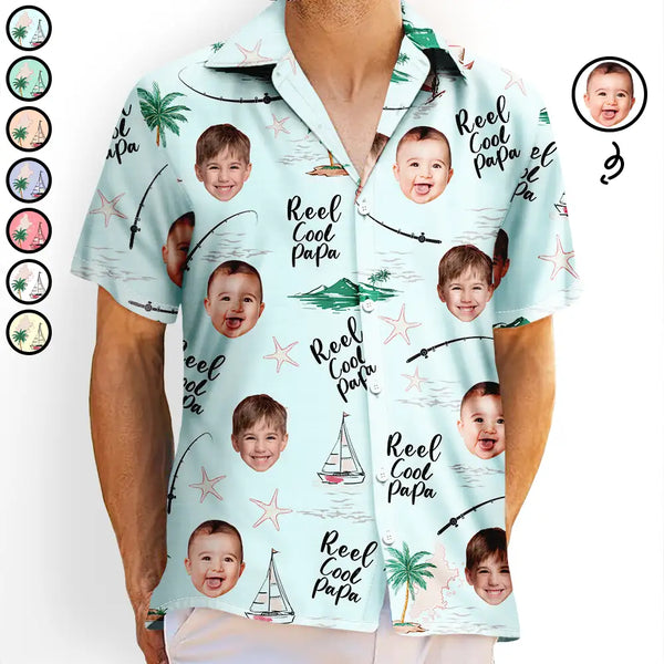 Gift For Men,Gift For Father,Gift For Grandpa - Custom Photo Reel Cool Dad - Personalized Hawaiian Shirt