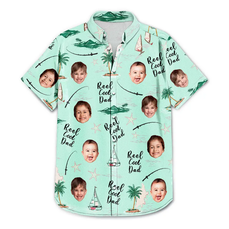 Gift For Men,Gift For Father,Gift For Grandpa - Custom Photo Reel Cool Dad - Personalized Hawaiian Shirt