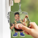 Humorous,Gift For Men,Fishing,Custom Photo,Gift For Yourself,Summer,Cut-Face Photo - Custom Photo Reel Cool Dad Bod - Personalized Squishy Acrylic Keychain
