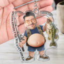 Humorous,Gift For Men,Fishing,Custom Photo,Gift For Yourself,Summer,Cut-Face Photo - Custom Photo Reel Cool Dad Bod - Personalized Squishy Acrylic Keychain