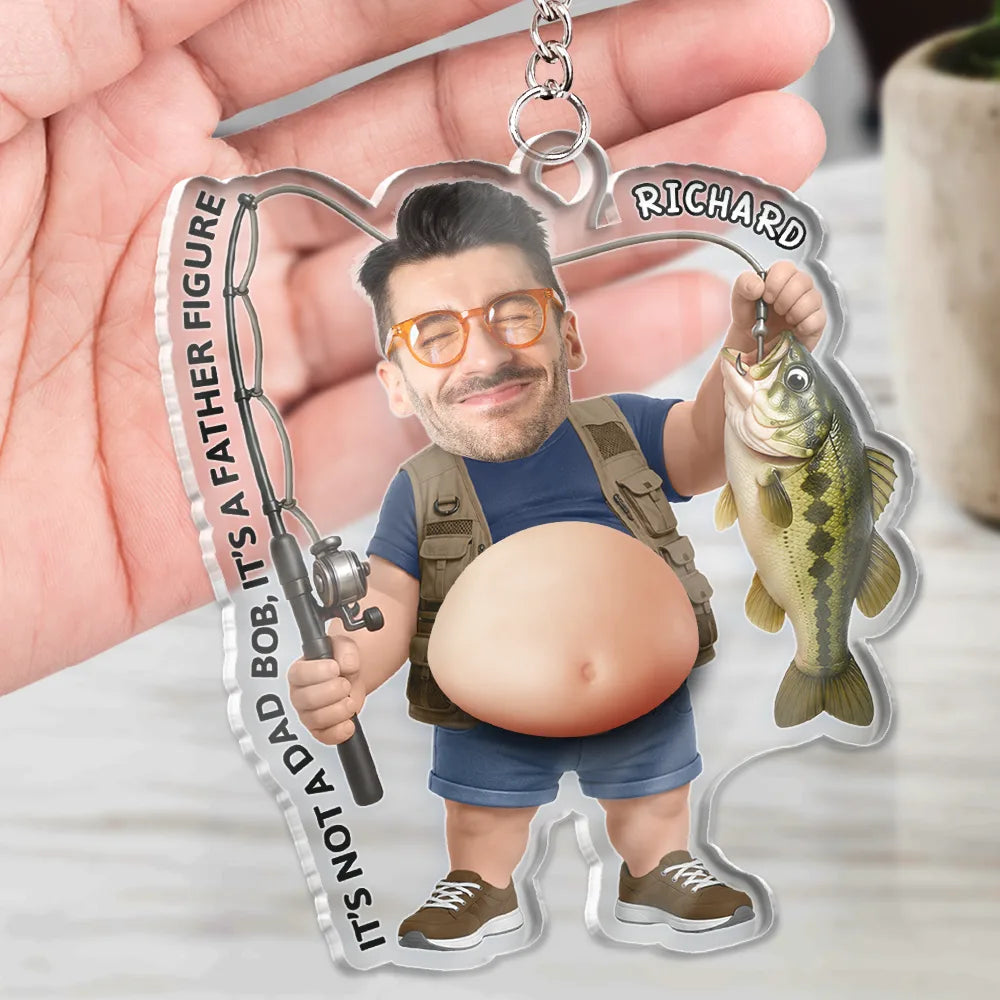 Humorous,Gift For Men,Fishing,Custom Photo,Gift For Yourself,Summer,Cut-Face Photo - Custom Photo Reel Cool Dad Bod - Personalized Squishy Acrylic Keychain