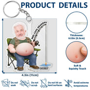 Humorous,Gift For Men,Fishing,Custom Photo,Gift For Yourself,Summer,Cut-Face Photo - Custom Photo Reel Cool Dad Bod - Personalized Squishy Acrylic Keychain