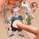 Humorous,Gift For Men,Fishing,Custom Photo,Gift For Yourself,Summer,Cut-Face Photo - Custom Photo Reel Cool Dad Bod - Personalized Squishy Acrylic Keychain