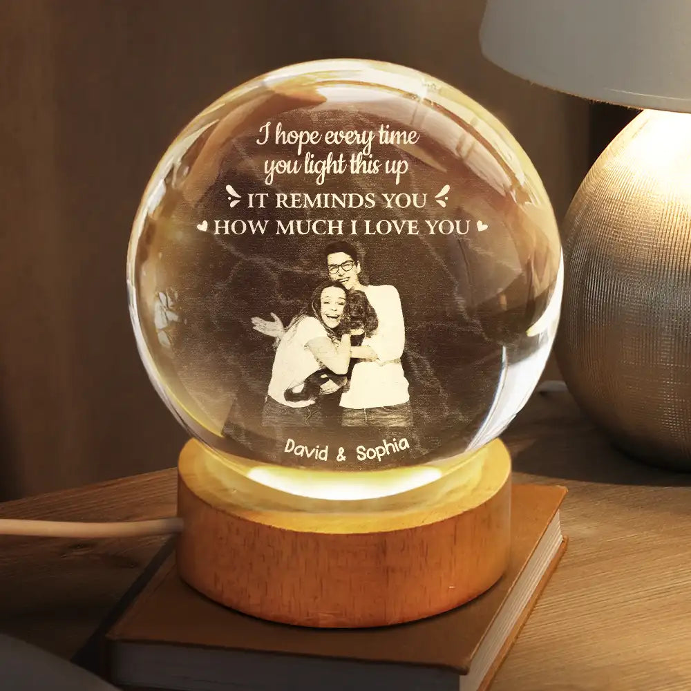 Gift For Couples,Gift For Husband,Gift For Wife,Gift For Boyfriend,Gift For Girlfriend,Love,Custom Photo - Custom Photo Remind How Much I Love You - Personalized Crystal Globe Lamp