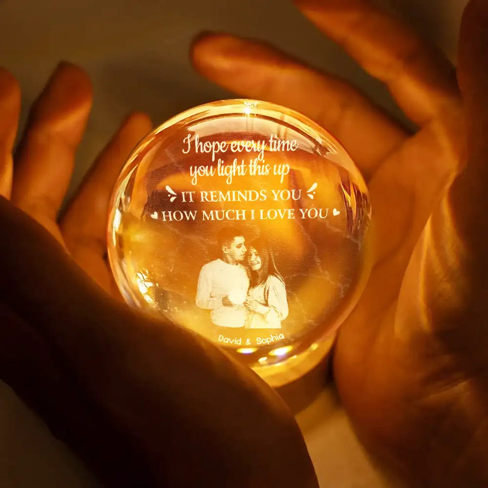 Gift For Couples,Gift For Husband,Gift For Wife,Gift For Boyfriend,Gift For Girlfriend,Love,Custom Photo - Custom Photo Remind How Much I Love You - Personalized Crystal Globe Lamp