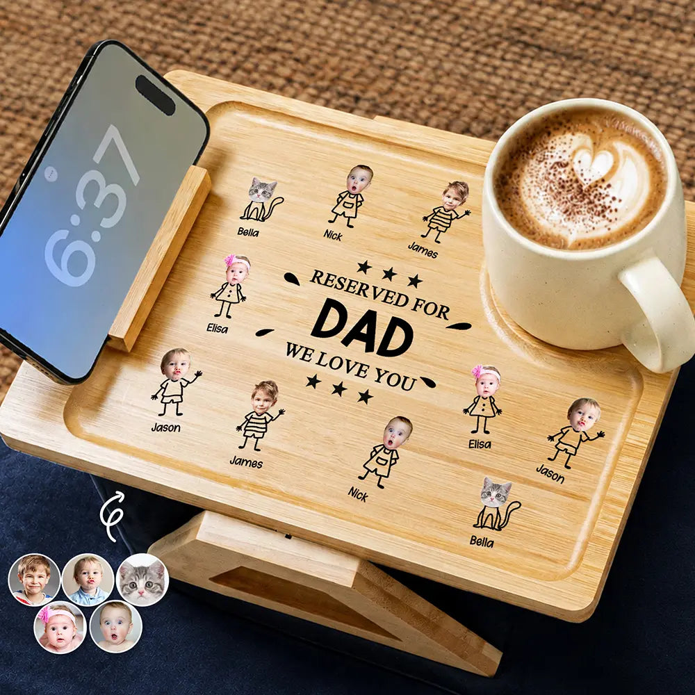 Gift For Men, Gift For Father, Gift For Grandpa, Gift For Husband, Gift For Couples, Non-Eng, Photo, Icon, Adorable - Custom Photo Reserved For Dad We Love You - Personalized Couch Arm Table