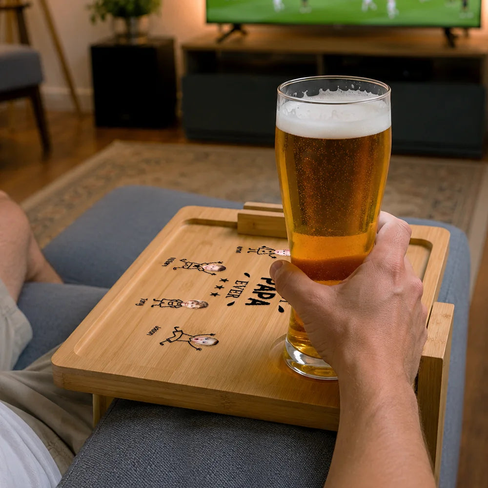 Gift For Men, Gift For Father, Gift For Grandpa, Gift For Husband, Gift For Couples, Non-Eng, Photo, Icon, Adorable - Custom Photo Reserved For Dad We Love You - Personalized Couch Arm Table
