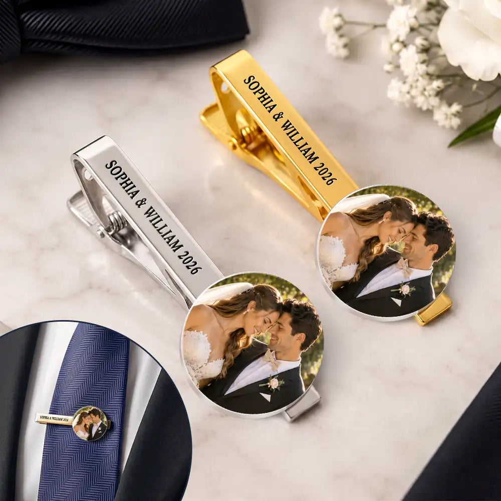 Custom Photo,Romantic,Gift For Couples,Wedding,Upload Full Photo - Custom Photo Romantic Wedding Couple - Personalized Tie Clip
