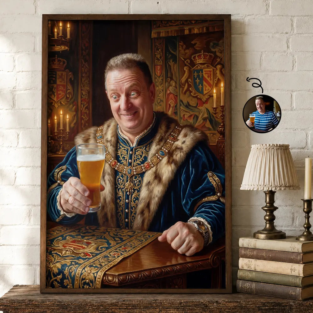 Custom Photo Royal Funny Portrait Dad GrandPa Family - Personalized Poster