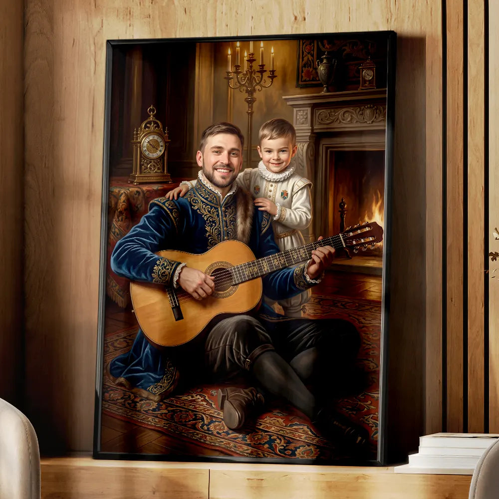 Custom Photo Royal Funny Portrait Dad GrandPa Family - Personalized Poster