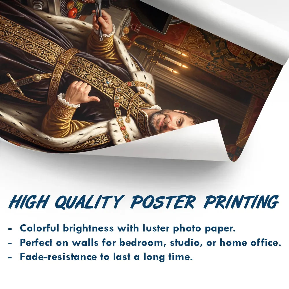 Custom Photo Royal Funny Portrait Dad GrandPa Family - Personalized Poster