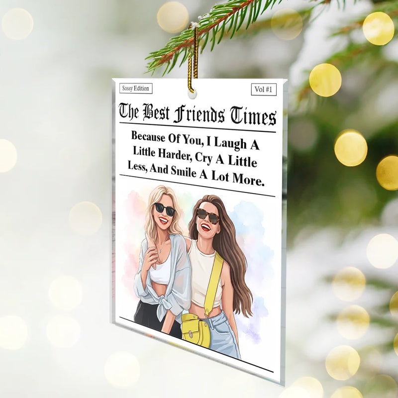 Art Design,Gift For Bestie,Christmas,Humorous,Photo - Semi Realistic Portrait - Custom Photo Semi Realistic Portrait Best Friends Funny Keepsake - Personalized Custom Shaped Acrylic Ornament