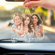 Art Design,Gift For Bestie,Humorous,Photo - Semi Realistic Portrait - Custom Photo Semi Realistic Portrait Besties Forever - Personalized Acrylic Car Hanger