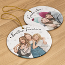 Art Design,Gift For Bestie,Christmas,Photo - Semi Realistic Portrait,Happy - Custom Photo Semi Realistic Portrait Besties Forever - Personalized Circle Ceramic Ornament
