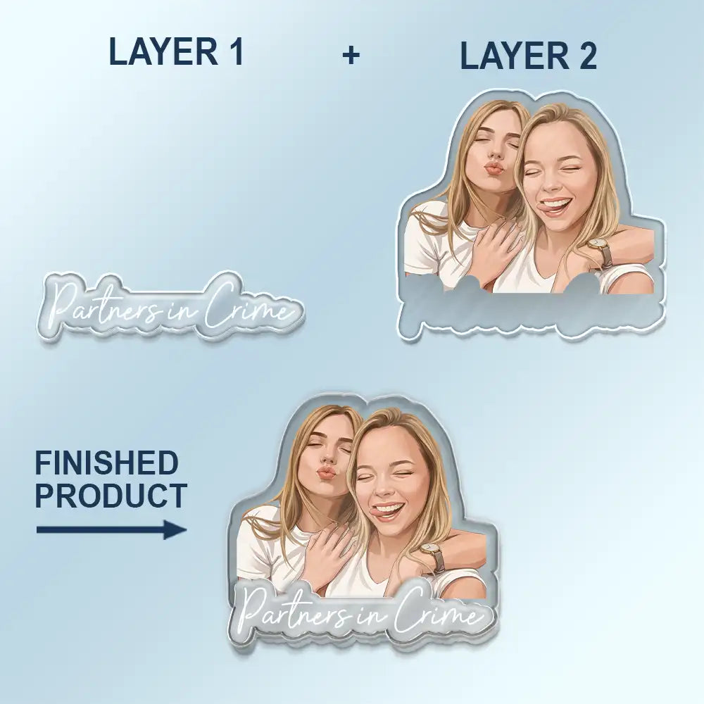 Art Design,Gift For Bestie,Humorous,Photo - Semi Realistic Portrait - Custom Photo Semi Realistic Portrait Besties Forever - Personalized Custom Shaped Acrylic Car Visor Clip