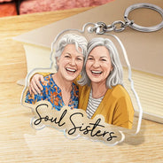 Top Market,Art Design,Gift For Bestie,Humorous,Photo - Semi Realistic Portrait - Custom Photo Semi Realistic Portrait Besties Forever - Personalized Acrylic Keychain