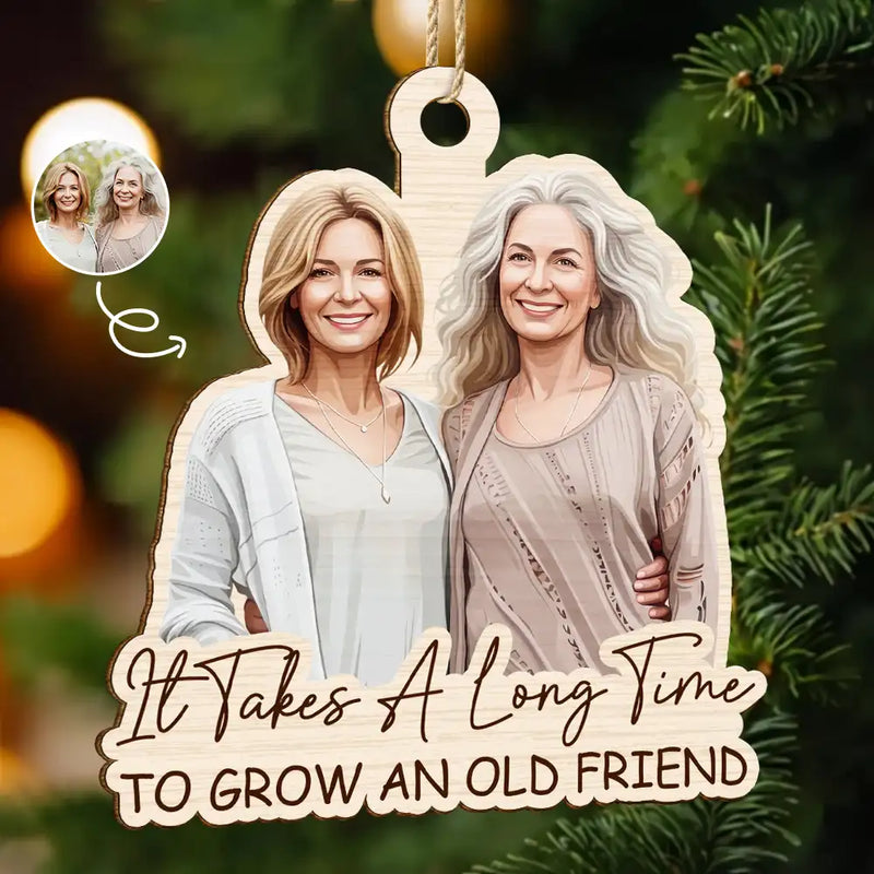 Art Design,Gift For Bestie,Christmas,Photo - Semi Realistic Portrait,Happy - Custom Photo Semi Realistic Portrait Besties Forever - Personalized Custom Shaped Wooden Ornament
