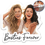 Art Design,Gift For Bestie,Photo - Semi Realistic Portrait,Happy - Custom Photo Semi Realistic Portrait Besties Forever - Personalized Magnet