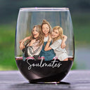 Art Design,Gift For Bestie,Alcohol,Photo - Semi Realistic Portrait,Happy - Custom Photo Semi Realistic Portrait Besties Forever - Personalized Stemless Wine Glass