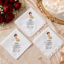 Art Design,Sentimental,Gift For Children,Gift For Daughter,Wedding,Photo - Semi Realistic Portrait,Custom Text - Custom Photo Semi Realistic Portrait Blue Wedding Bride Daughter - Personalized Handkerchief