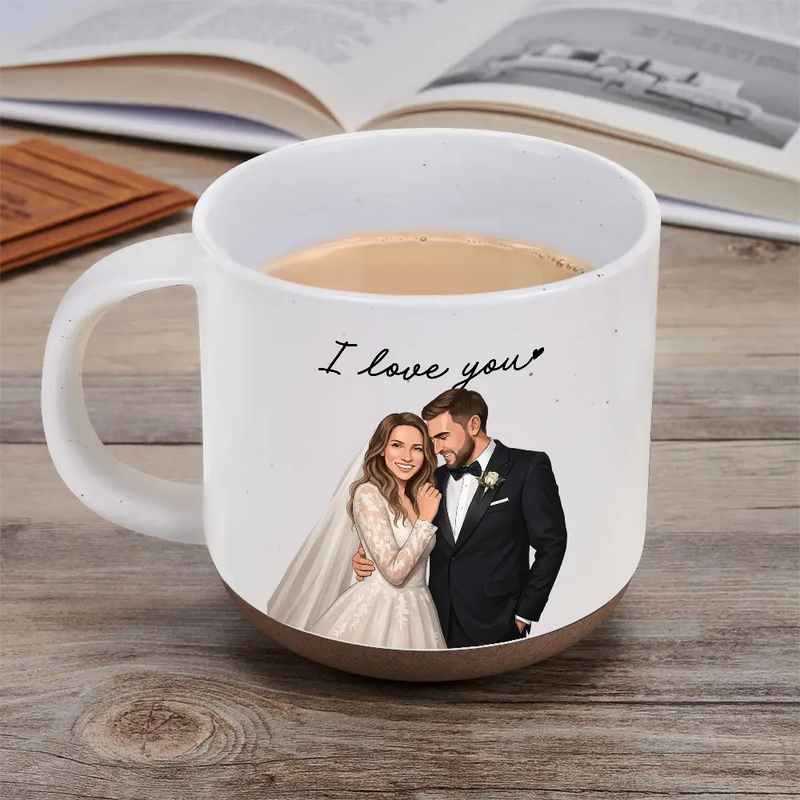 Custom Photo,Art Design,Gift For Couples,Romantic,Photo - Semi Realistic Portrait - Custom Photo Semi Realistic Portrait Couple I Love You - Personalized Pottery Mug