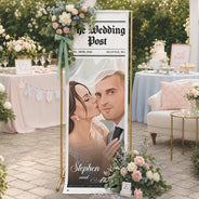 Custom Photo, Art Design, Gift For Couples, Engaged Couple, Wedding, Romantic, Photo - Semi Realistic Portrait - Custom Photo Semi Realistic Portrait Couple The Wedding Post - Personalized Vertical Banner