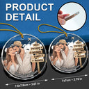 Travel,Art Design,Christmas,Romantic,Gift For Couples,Photo - Semi Realistic Portrait - Custom Photo Semi Realistic Portrait Couple Travel Memories - Personalized Circle Glass Ornament